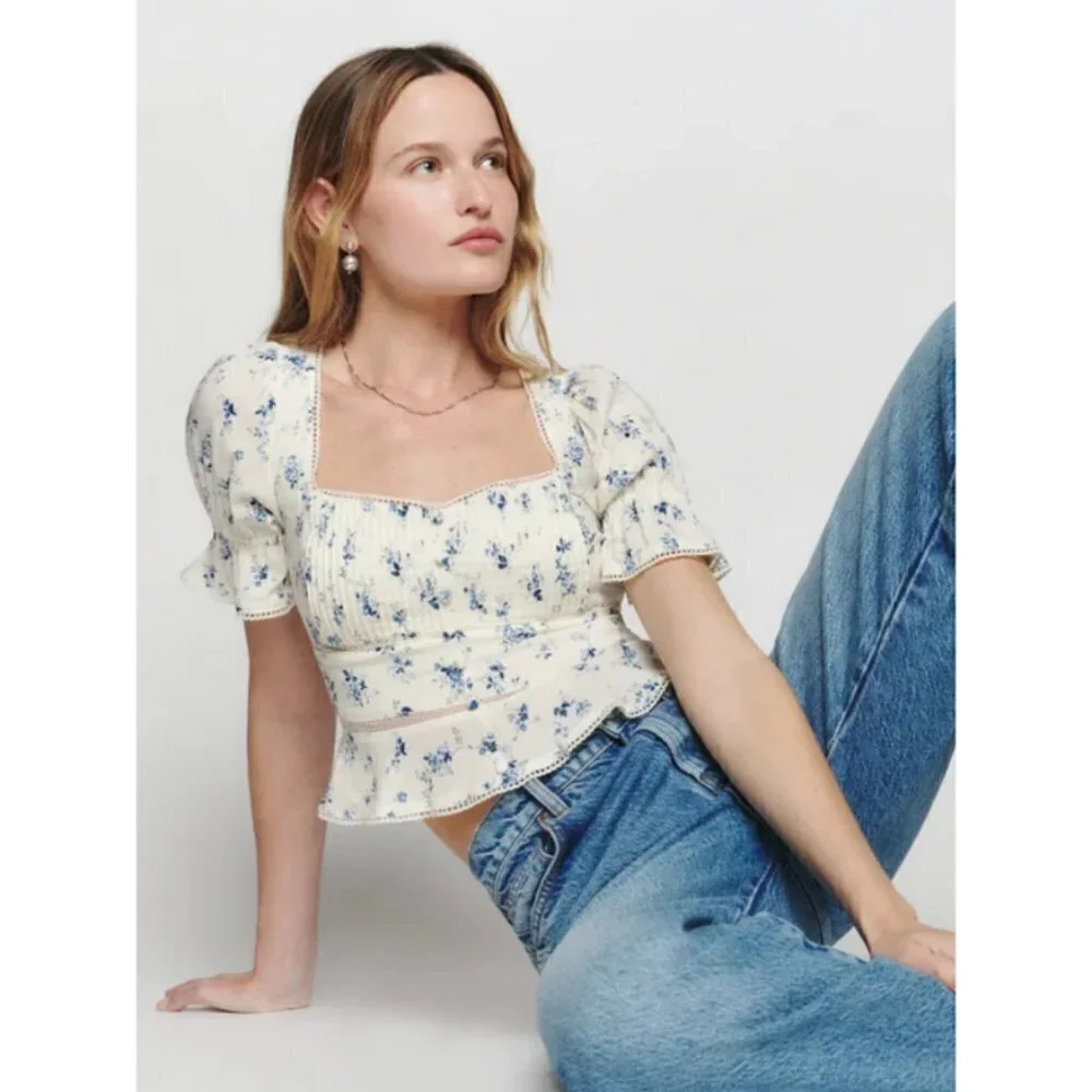💕REFORMATION💕 Daphne Top ~ Orlaya Floral Print 10 NWT